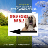 Afghan Hound 2 FOR SALE DOG LEFT ARROW Yard Sign with Stand LAWN SIGN