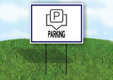 PARKING BLUE BORDER Yard Sign Road with Stand LAWN SIGN
