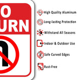 No U-Turn Symbol  metal Aluminum composite outdoor sign long-lasting