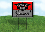 CLASS 2022 SENIOR RED SILVER Yard Sign with Stand LAWN SIGN