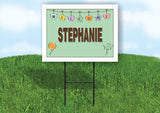 STEPHANIE WELCOME BABY GREEN  18 in x 24 in Yard Sign Road Sign with Stand