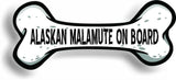 Dog on Board Alaskan Malamute Bone Car Magnet Bumper Sticker 3"x7"