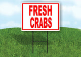 FRESH CRABS SEAFOOD RED WHITE Yard Sign Road with Stand LAWN SIGN