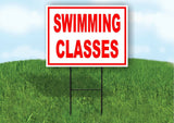 SWIMMING CLASSES RED Yard Sign Road with Stand LAWN SIGN