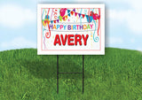 AVERY HAPPY BIRTHDAY BALLOONS 18 in x 24 in Yard Sign Road Sign with Stand