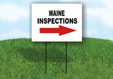 INSPECTIONS RIGHT ARROW RED_ MAINE Yard Sign with Stand LAWN SIGN
