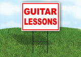 GUITAR LESSONS  RED WHITE Yard Sign Road with Stand LAWN SIGN