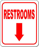 RESTROOMS DIRECTIONAL RED 8 Arrow Variations Metal Aluminum composite sign