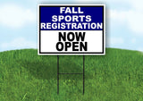 SPORTS REGISTRATION BLUE WHITE FALL Yard Sign with Stand LAWN SIGN