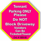 Tennant Parking PINK GOLD metal outdoor Aluminum Composite sign