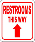 RESTROOMS THIS WAY DIRECTIONAL RED 8 Arrow Variations Aluminum composite sign