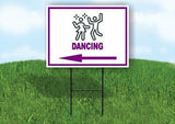 DANCING PURPLE ARROW LEFT Yard Sign Road with Stand LAWN SIGN Single sided