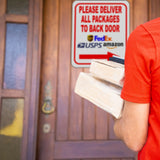 Please Deliver All Packages To Back Door RIGHT arrow outdoor Metal sign