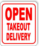 OPEN TAKEOUT DELIVERY RED Metal Aluminum composite sign
