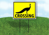 PEACOCK CROSSING XING YELLOW Plastic Yard Sign ROAD SIGN with Stand