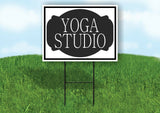 YOGA STUDIO BLACK TAG Yard Sign with Stand LAWN SIGN