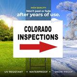 INSPECTIONS RIGHT ARROW RED_ COLORADO Yard Sign with Stand LAWN SIGN