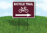 BICYCLE TRAIL RIGHT ARROW BROW Yard Sign Road with Stand LAWN SIGN Single sided