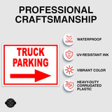 TRUCK PARKING RIGHT arrow red with border Yard Sign with Stand LAWN SIGN