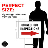 INSPECTIONS RIGHT ARROW RED_ CONNECTICUT Yard Sign with Stand LAWN SIGN
