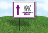 COUPLES DANCE LESSONS PURPLE ARROW STRAIGHT Yard Sign with Stand LAWN SIGN