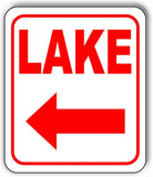 LAKE LEFT ARROW Metal Aluminum Composite Sign