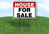HOUSE FOR SALE RED BLACK 18 in x 24 in Yard Sign Road Sign with Stand