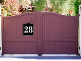 28 Bay Garage Door Plate Field Lane Gate Number BLACK Aluminum Composite Sign