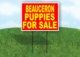Beauceron PUPPIES FOR SALE YELLOW RED Yard Sign Road with Stand LAWN SIGN