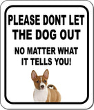 PLEASE DONT LET THE DOG OUT NMW Basenji Metal Aluminum Composite Sign