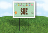 SUE WELCOME BABY GREEN  18 in x 24 in Yard Sign Road Sign with Stand