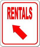 RENTALS DIRECTIONAL RED 8 Arrow Variations Metal Aluminum composite sign