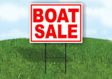 BOAT SALE RED WHITE Yard Sign Road with Stand LAWN SIGN