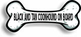 Dog on Board Black And Tan Coonhound Bone Car Magnet Bumper Sticker 3"x7"