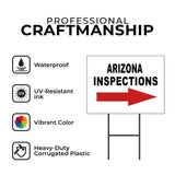 INSPECTIONS RIGHT ARROW RED_ ARIZONA Yard Sign with Stand LAWN SIGN