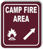 CAMPFIRE AREA DIRECTIONAL ARROW TRAIL 8 Variations Metal Aluminum composite sign