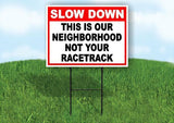 slow down this is not your race track RED Yard Sign Road with Stand LAWN SIGN