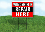 Windshield REPAIR HERE BLACK STRIPE Plastic Yard Sign ROAD SIGN with Stand
