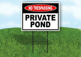 NO TRESPASSING Private Pond Yard Sign Road with Stand LAWN POSTER
