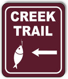 CREEK TRAIL DIRECTIONAL LEFT ARROW CAMPING Metal Aluminum composite sign