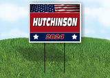 HUTCHINSON FLAG RED 2024 18inx24in Yard Road Sign w/ Stand