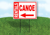 CANOE BOLD LEFT arrow RED 18inx24in Yard Road Sign w/  Stand