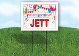 JETT HAPPY BIRTHDAY BALLOONS 18 in x 24 in Yard Sign Road Sign with Stand