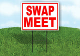 SWAP MEET RED WHITE Yard Sign Road with Stand LAWN SIGN