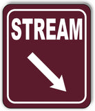 STREAM DIRECTIONAL 45 DEGREES DOWN RIGHT ARROW CAMPING Aluminum composite sign
