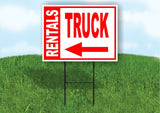 RENTALS TRUCK BOLD LEFT arrow RED 18inx24in Yard Road Sign w/  Stand
