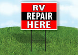 RV REPAIR HERE BLACK STRIPE Plastic Yard Sign ROAD SIGN with Stand