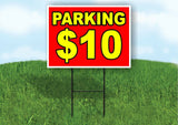 PARKING 10 DOLLARS Yard Sign Road with Stand LAWN POSTER