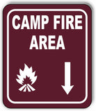 CAMPFIRE AREA DIRECTIONAL ARROW TRAIL 8 Variations Metal Aluminum composite sign