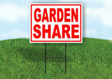 GARDEN SHARE RED WHITE Yard Sign Road with Stand LAWN SIGN